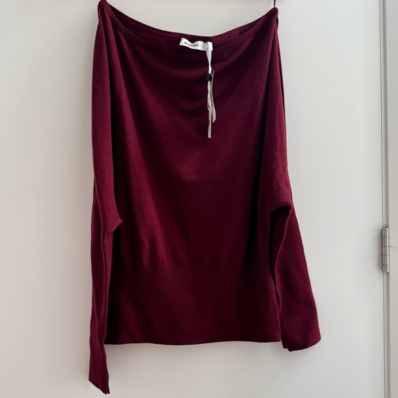 NWT | SIMKHAI Lavina Off-Shoulder Sweater | Oxblood - Picture 6 of 11